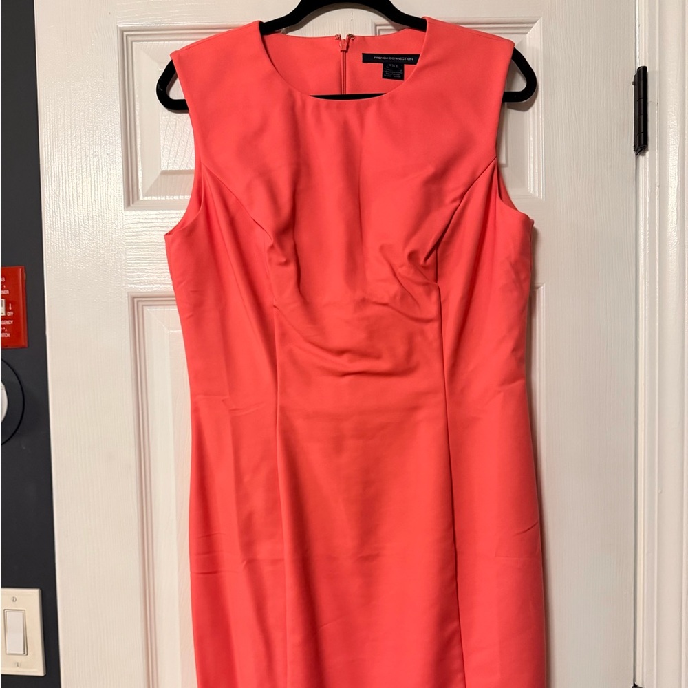 French Connection Coral Pink Sleeveless Sheath Dress
